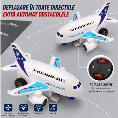 Avion Transformabil în Robot F318, 24×23×13cm, cu Lumini LED, Muzică și Deplasare Automată Engros