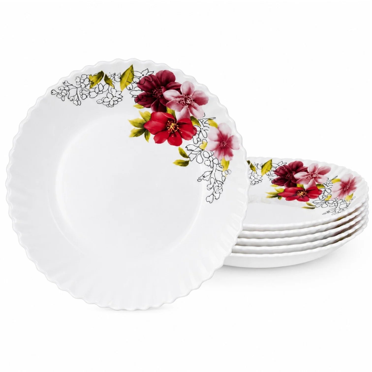 Farfurie Adânca 6/set, din Opal 21cm, Model Floral Engros