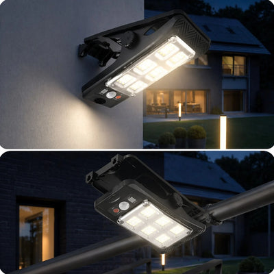 Lampă Solară LED 17x8cm, Tip Clește Reglabil, 6 LED-uri COB Puternice, Senzor de Mișcare, Panou Solar Integrat, Montaj Rapid pe Gard sau Balustradă, Rezistentă la Apă Engros
