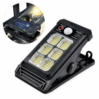 Lampă Solară LED 17x8cm, Tip Clește Reglabil, 6 LED-uri COB Puternice, Senzor de Mișcare, Panou Solar Integrat, Montaj Rapid pe Gard sau Balustradă, Rezistentă la Apă Engros