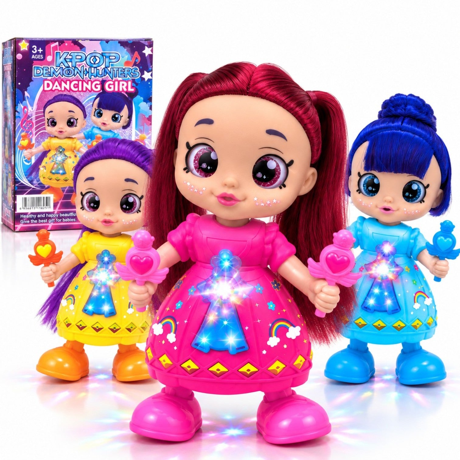 Papusa Muzicală K-Pop Dancing Girl 22.5cm, cu Lumini LED, Muzică, Dans și Mișcare Automata, Diferite Modele Engros