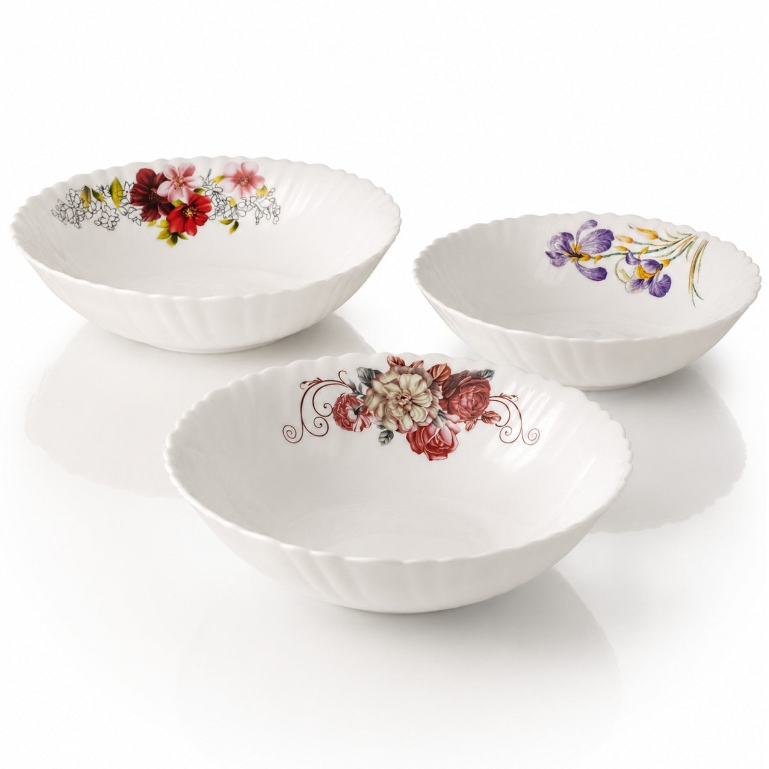 Castron Adânc 6/set, din Opal 17.5x5cm, Diferite Modele Florale Engros
