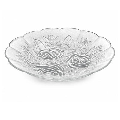 Farfurie Adâncă 6/set, din Sticlă, 23x3.5cm, Model Floral Transparent Engros