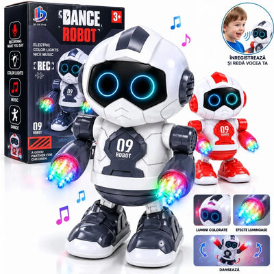 Robot Dansator 21cm, cu Inregistrare si Redare Voce, Lumini Colorate, Muzica si Miscare, Diferite Culori Engros