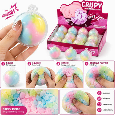 Minge Antistres 12/set, Crunchy Curcubeu 6cm, Crispy Handmade Ball, Squishy Engros