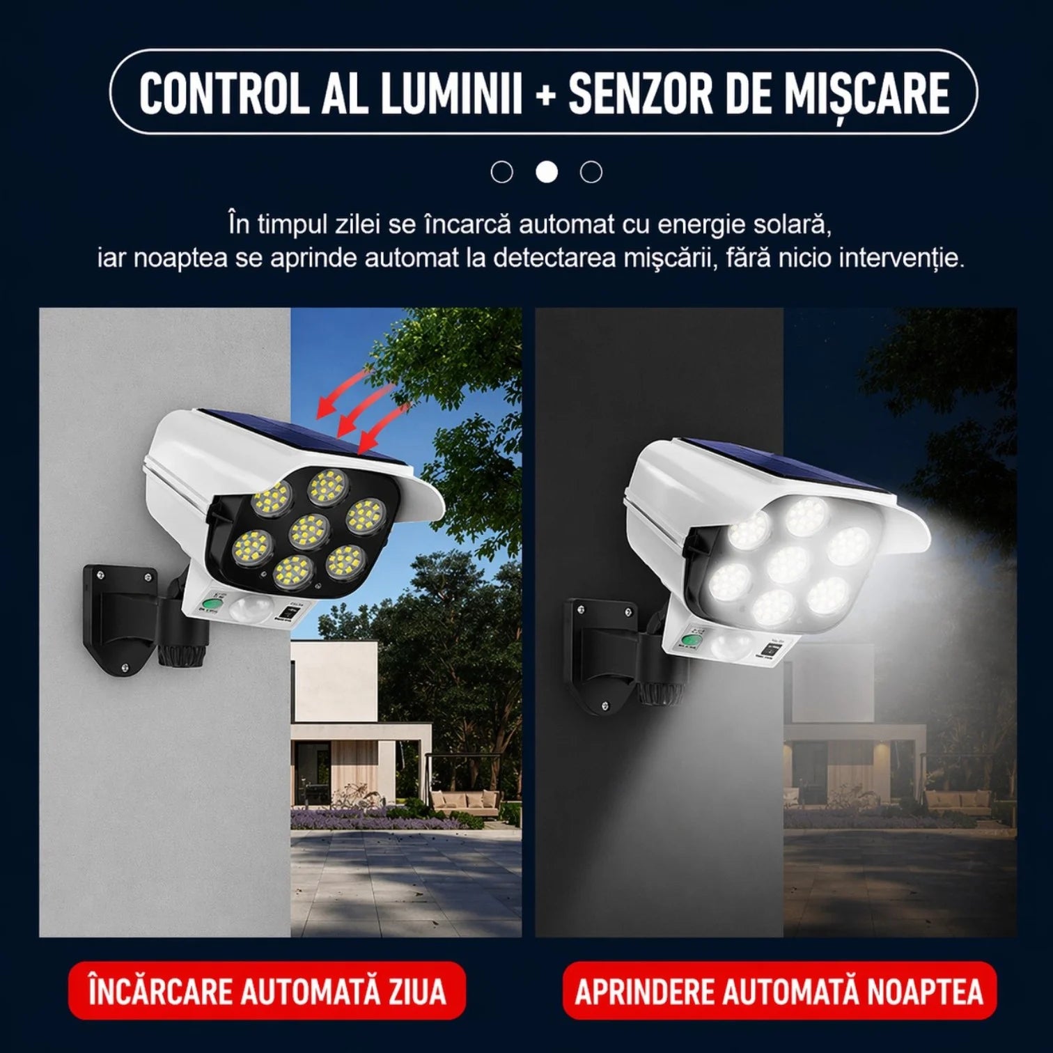 Lampă Solară LED cu Senzor, 17.5×7.5×6.5cm,7 Module COB Ultra Luminoase, Control Telecomandă, Rotire 360°, Montaj pe Perete Engros