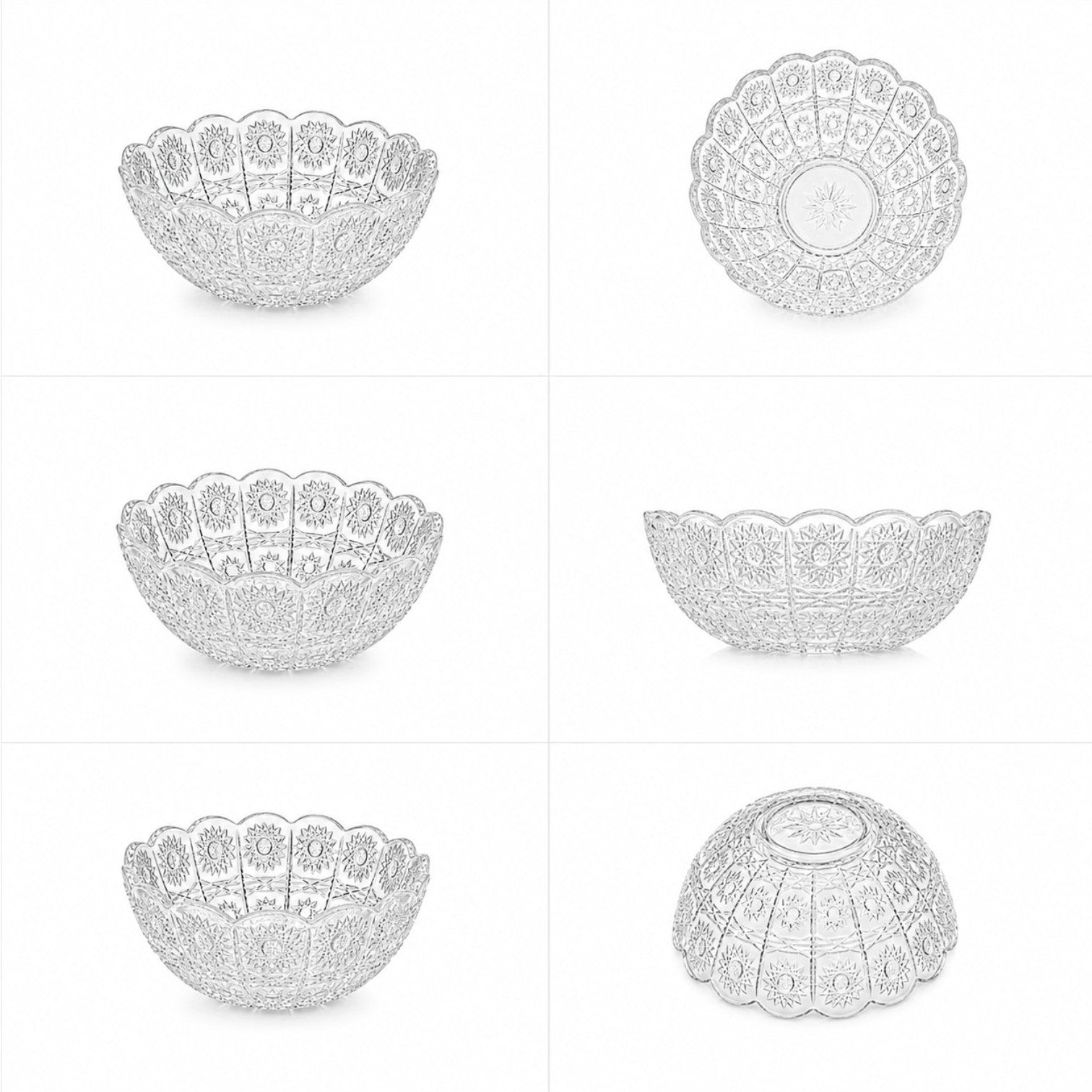 Bol din Sticlă 6/set, Model Cristal 12.5x5.5cm Transparent Engros