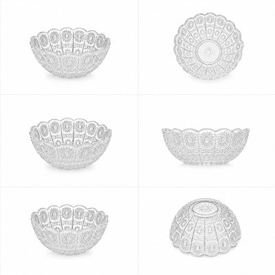 Bol din Sticlă 6/set, Model Cristal 12.5x5.5cm Transparent Engros