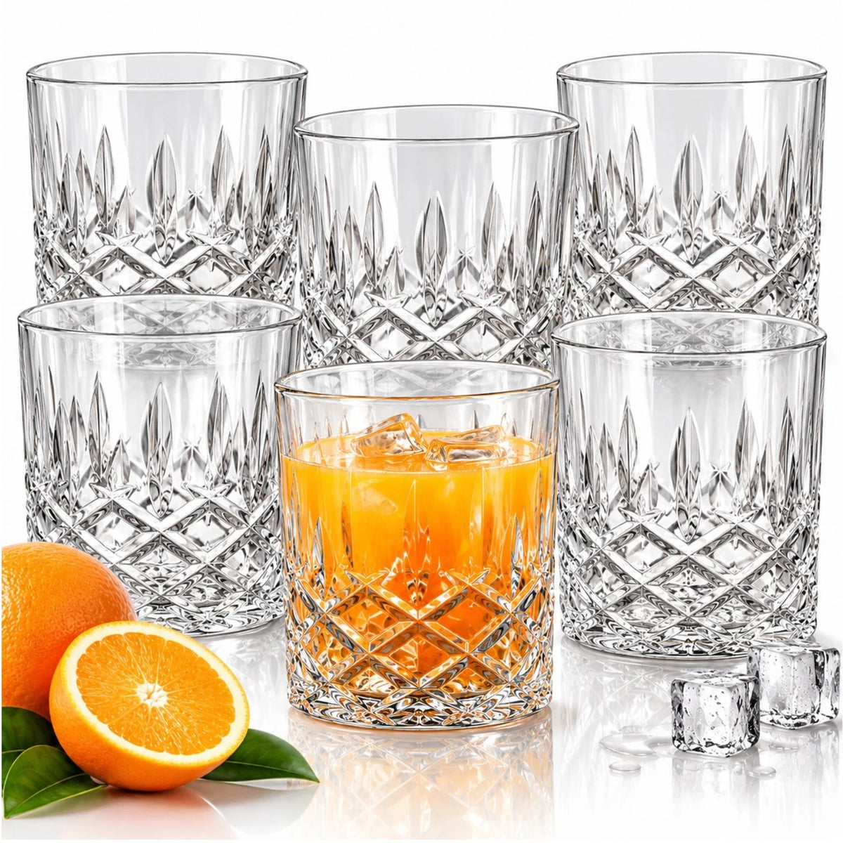 Pahar din Sticla 300ml, Morano Scurt 6/set, Model Cristal, 8.5x8cm Engros