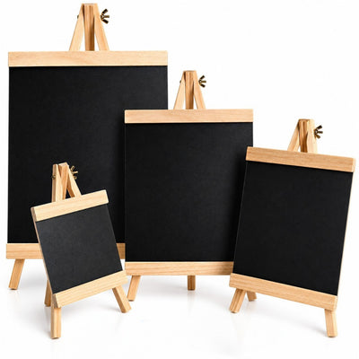 Tabla Neagra 26x48cm, de Scris cu Șevalet din Lemn, pentru Cretă, Pliabilă, Reutilizabilă Engros
