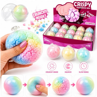 Minge Antistres 12/set, Crunchy Curcubeu 6cm, Crispy Handmade Ball, Squishy Engros