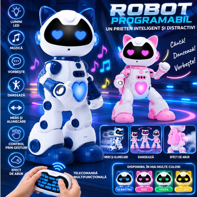 Robot Interactiv 35cm, cu Telecomanda, Control prin Gesturi, Pulverizare, Lumini LED, Muzica si Miscare, Diferite Culori Engros