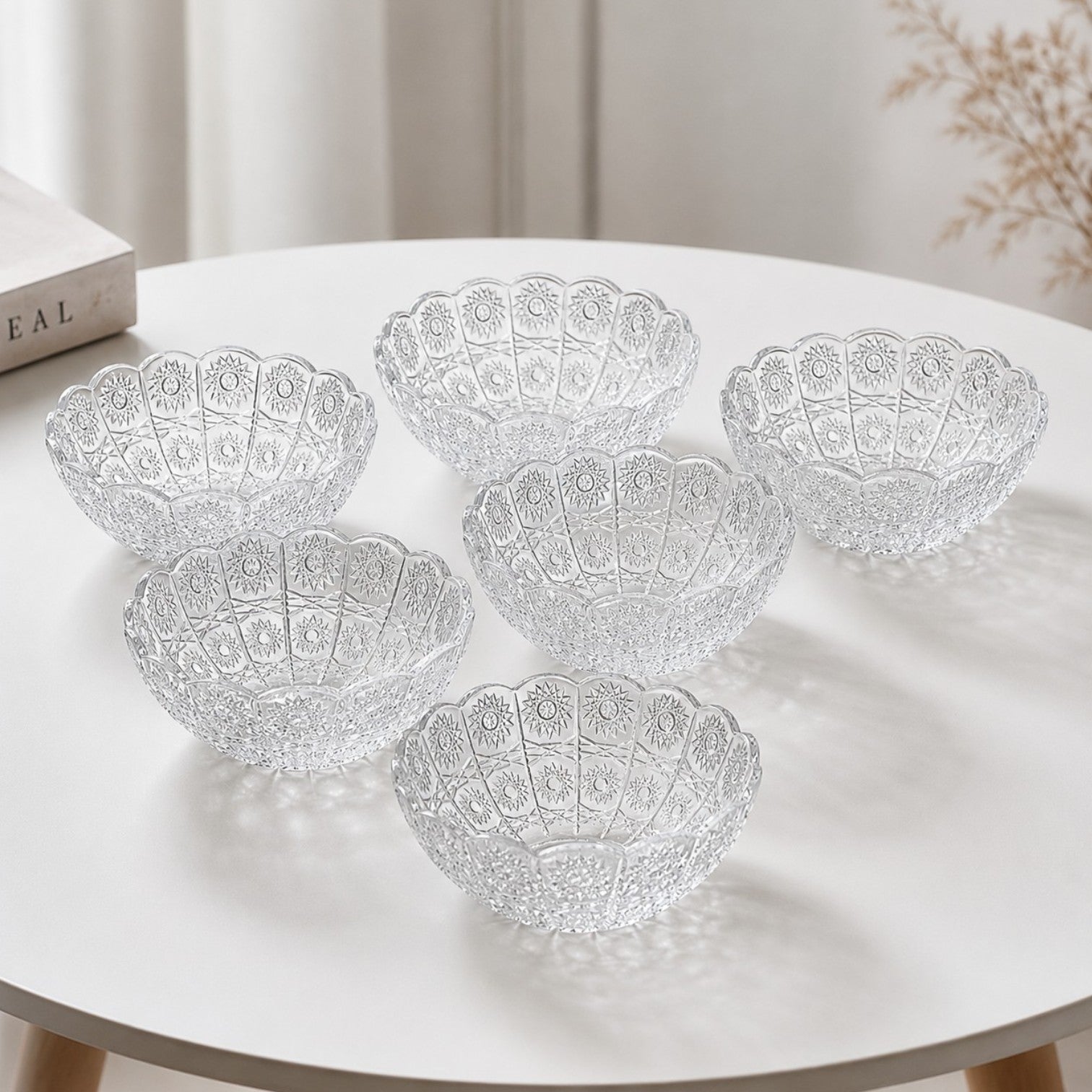 Bol din Sticlă 6/set, Model Cristal 12.5x5.5cm Transparent Engros