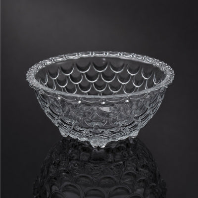 Bol din Sticla 6/set, Model Solzi cu Piciorușe, 11.5x5cm Transparent Engros