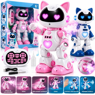 Robot Interactiv 35cm, cu Telecomanda, Control prin Gesturi, Pulverizare, Lumini LED, Muzica si Miscare, Diferite Culori Engros