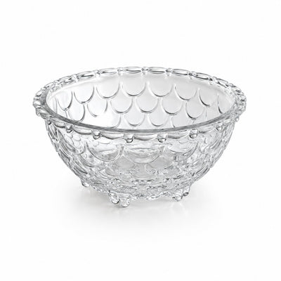 Bol din Sticla 6/set, Model Solzi cu Piciorușe, 11.5x5cm Transparent Engros
