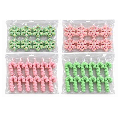 Decorațiuni de Crăciun 12/set, 11.5–17cm, Fulgi de Nea și Bastonașe Decorative, cu Sclipici și Aspect de Zăpadă, Diverse Modele pentru Brad Engros