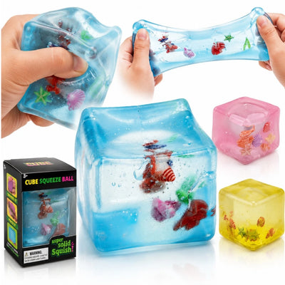 Cub Antistres 12/set, Jucărie Squishy Cube 5×5cm, Stretch, cu Figurine Marine, Diferite Culori Engros