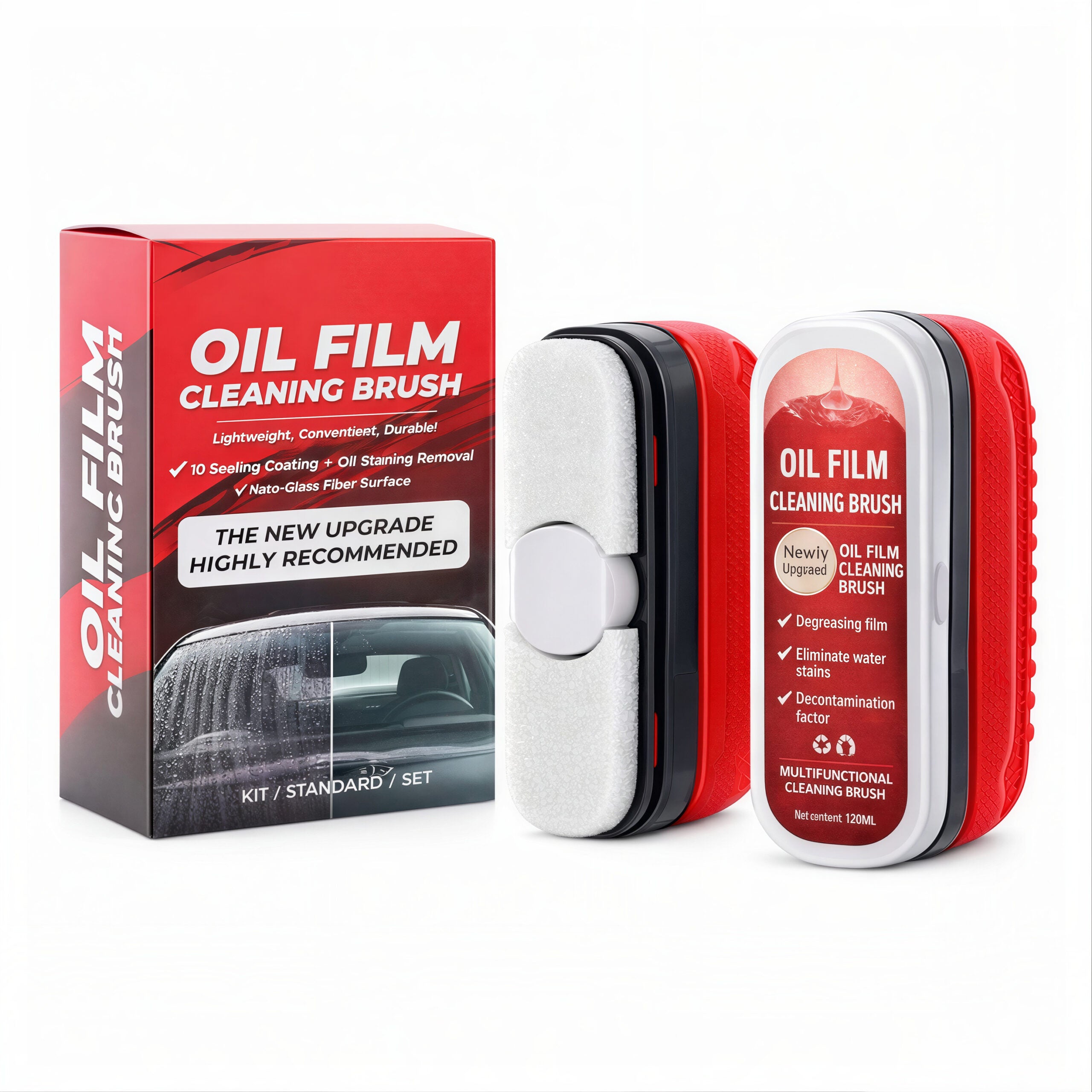 Perie Multifunctionala Curatare Parbriz Auto cu Solutie si Burete 120ml, pentru Indeparat Pelicula de Ulei si Pete de Apa Engros
