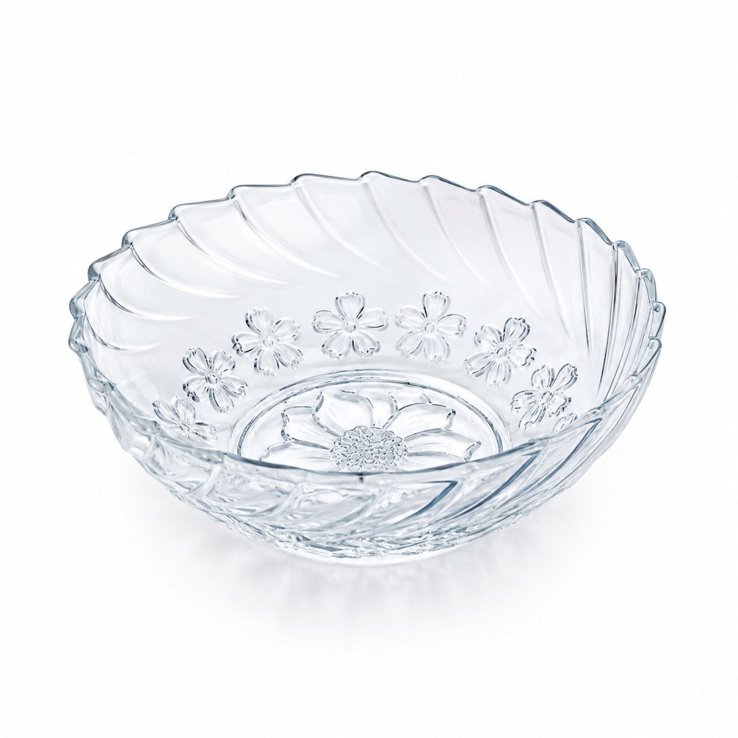 Bol din Sticla 6/set, Model Floral Transparent, 13x5cm, Cristal Engros