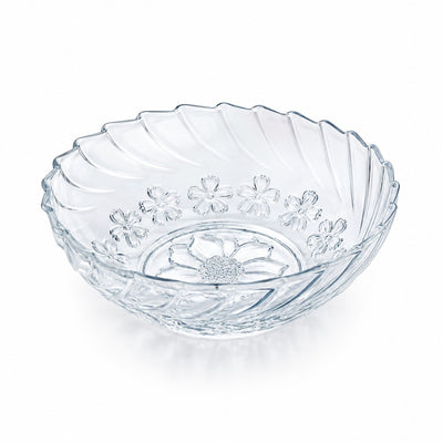 Bol din Sticla 6/set, Model Floral Transparent, 13x5cm, Cristal Engros