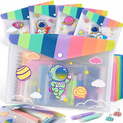 Mapa A4 din Plastic Semitransparent cu Capsa, 12/Set, Model Astronaut, Diferite Modele Engros