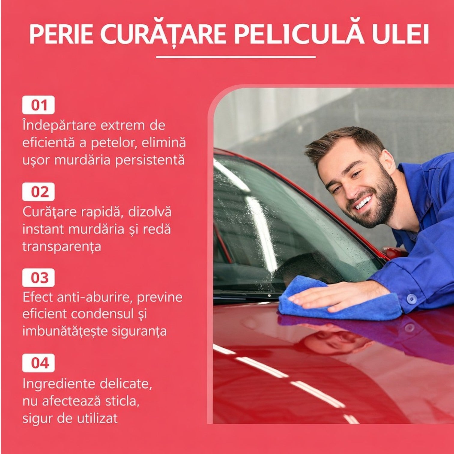 Perie Multifunctionala Curatare Parbriz Auto cu Solutie si Burete 120ml, pentru Indeparat Pelicula de Ulei si Pete de Apa Engros
