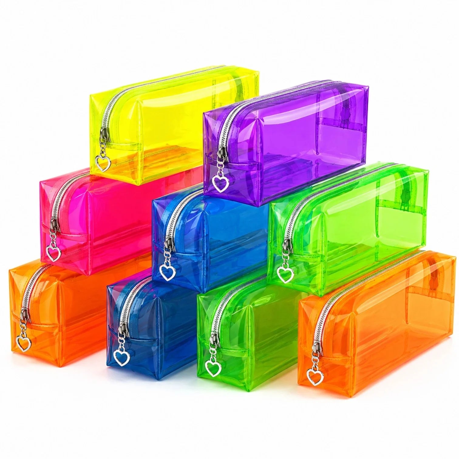 Penar Fluorescent 12/set, Transparent 20×7×5cm, din Plastic cu Fermoar, Diferite Culori Engros