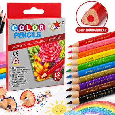 Creioane Colorate 9cm, 12 Culori/Set, 24 Seturi/Cutie Engros