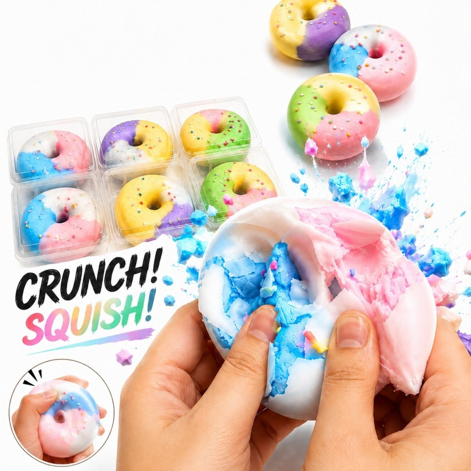 Gogoașă Donut 7cm, Antistres Crunchy, Squishy Crispy Engros