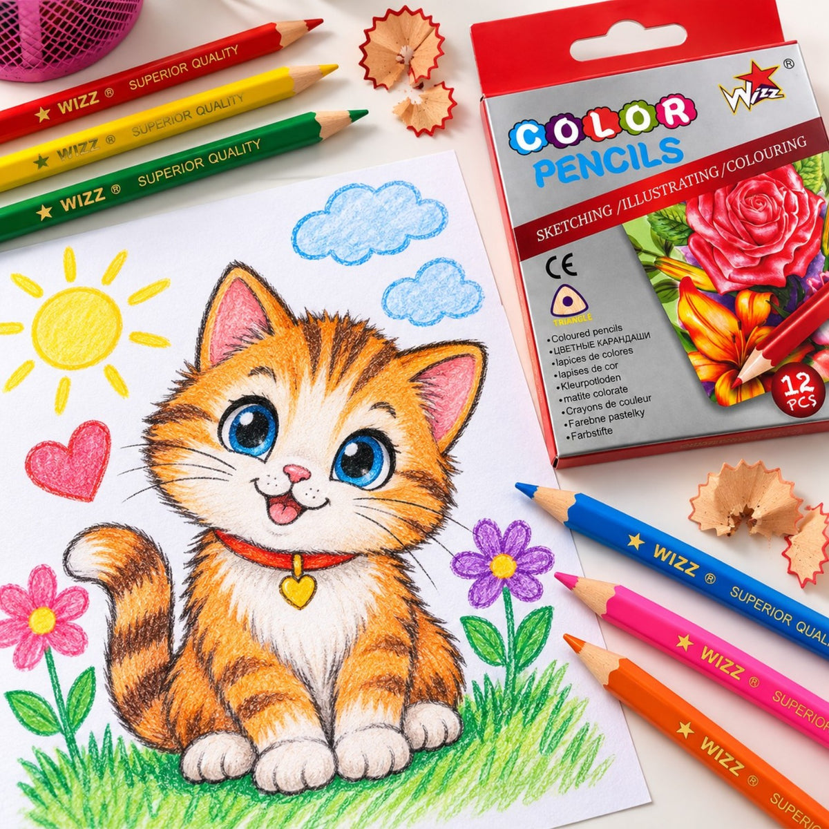 Creioane Colorate 9cm, 12 Culori/Set, 24 Seturi/Cutie Engros