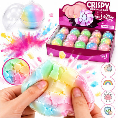 Minge Antistres 6cm, Crunchy Curcubeu, Crispy Handmade Ball, Squishy Engros