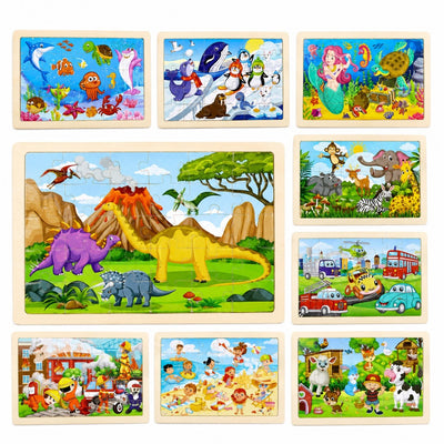Puzzle din Lemn 60 de piese, pentru Copii 22.5x30cm, Diferite Modele Engros