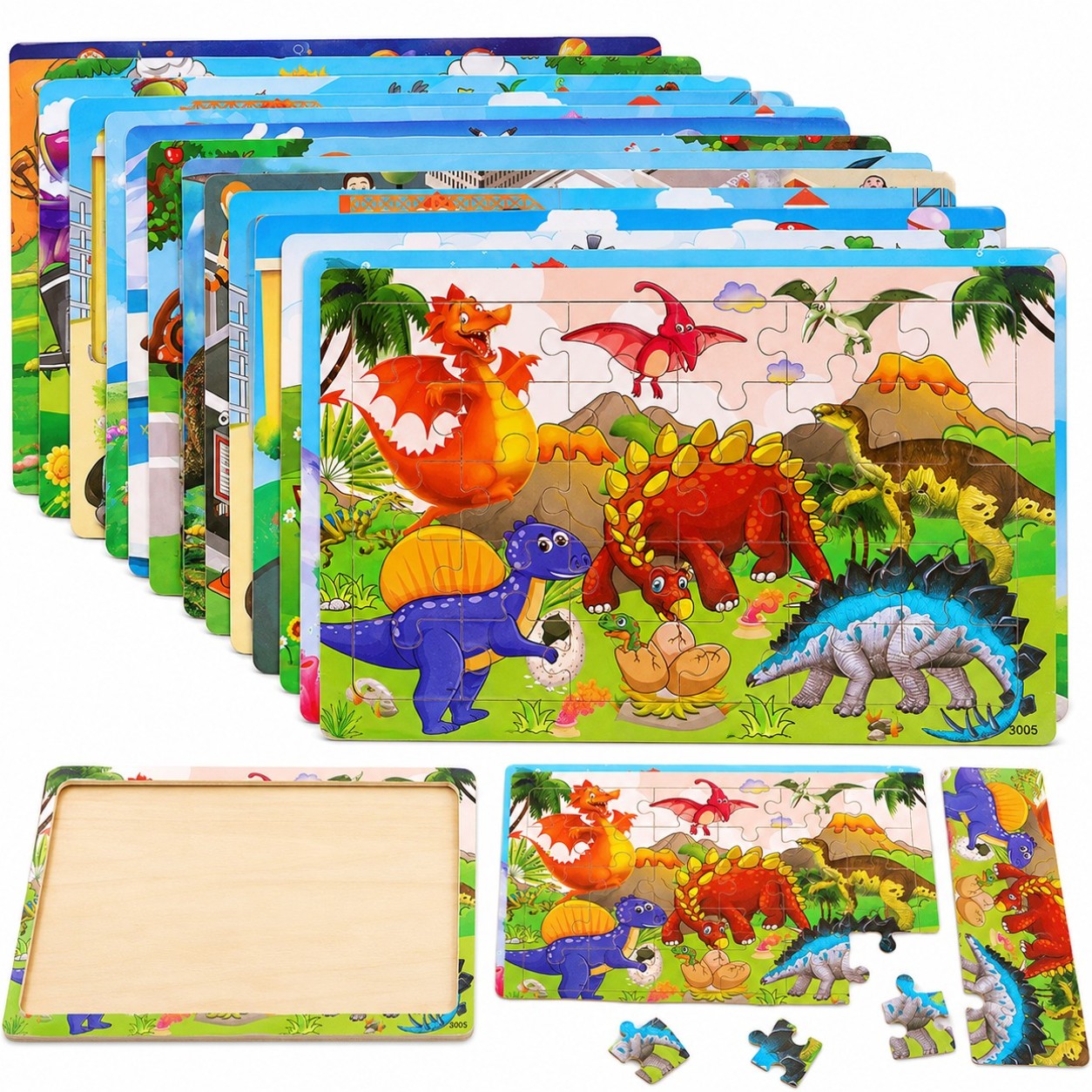 Puzzle din Lemn 24 de piese, pentru Copii 15x23cm, Diferite Modele Engros