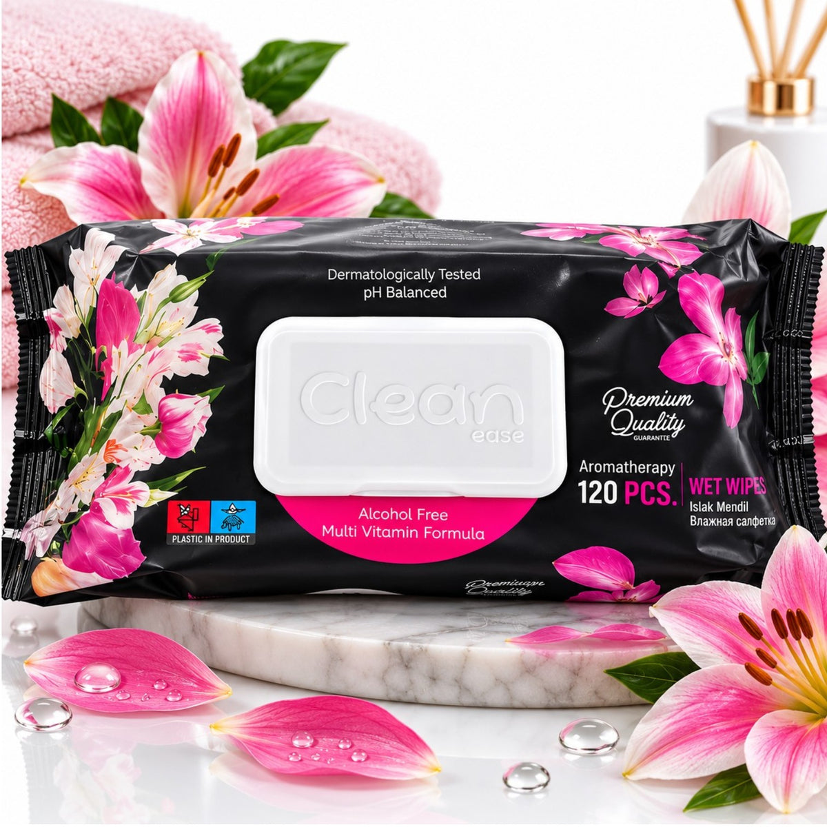 Servetele Umede Parfumate 120 Buc/Pachet, Fără Alcool, cu Multivitamine Engros