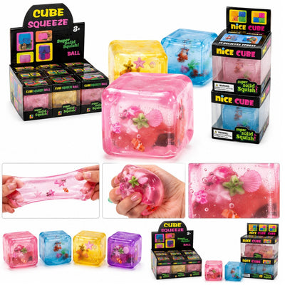 Cub Antistres, Jucărie Squishy Cube 5×5cm, Stretch, cu Figurine Marine, Diferite Culori Engros