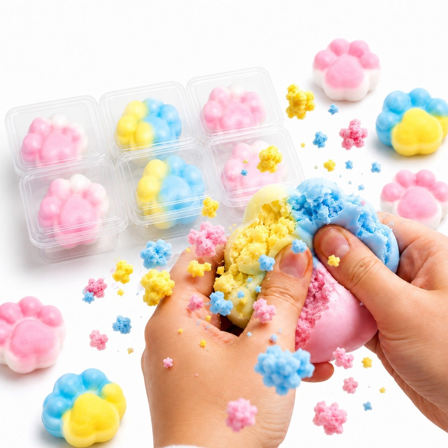 Lăbuță Antistres Crunch & Crack 12/set, Squishy Cracking Paw, 7cm Diferite Culori Engros