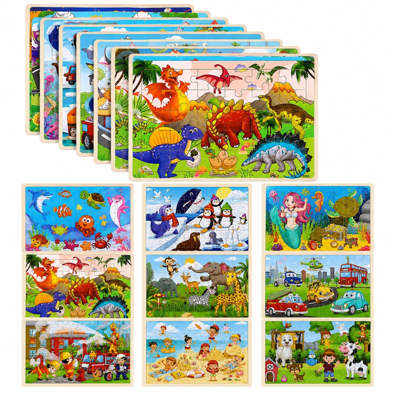 Puzzle din Lemn 24 de piese, pentru Copii 15x23cm, Diferite Modele Engros