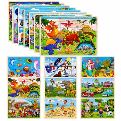 Puzzle din Lemn 24 de piese, pentru Copii 15x23cm, Diferite Modele Engros