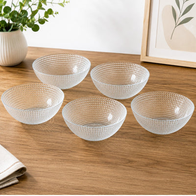 Bol din Sticlă 6/set, Model Cristal 16.5x6cm, Transparent Engros