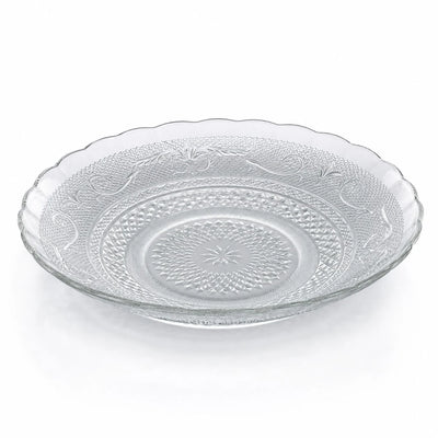 Farfurie Adâncă 6/set din Sticlă, 22.5x4.5cm, Model Cristal Floral, Transparentă Engros