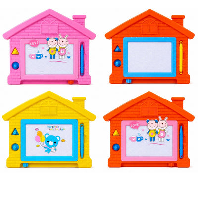 Tabla Magnetica Educativă 25×32cm, în Formă de Căsuță, cu Creion Magnetic și Ștampile, Diferite Culori Engros