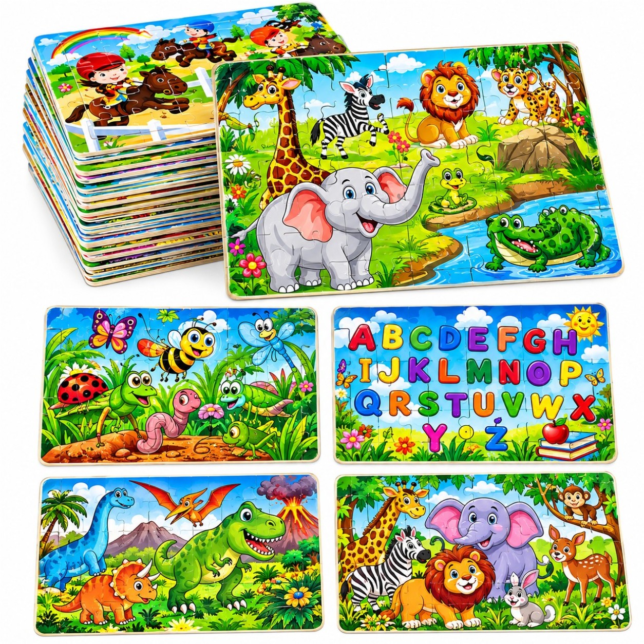 Puzzle pentru Copii 40 Piese, 21x28cm, din Carton, Diferite Modele Engros