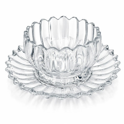 Cupa 10x6cm, cu Farfurie 16cm din Sticlă, 6/set pentru Înghețată, Model Cristal Engros