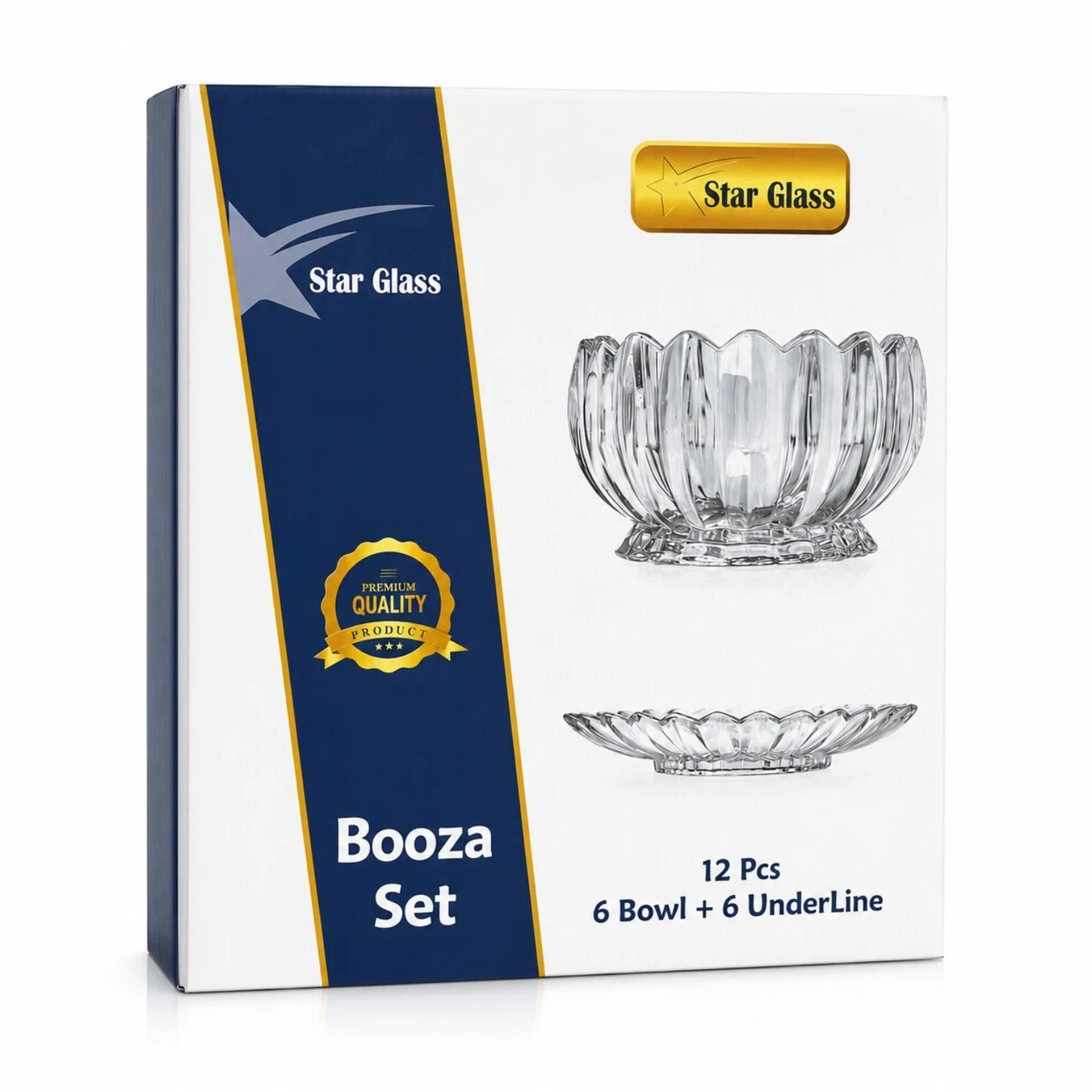 Cupa 10x6cm, cu Farfurie 16cm din Sticlă, 6/set pentru Înghețată, Model Cristal Engros