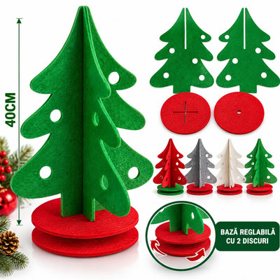 Bradut Decorativ 3D 40cm, din Fetru, cu Baza Reglabila cu 2 Discuri, Diferite Culori Engros