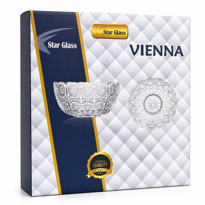 Cupa 11x5.5cm, cu Farfurie 14cm din Sticlă, 6/set pentru Înghețată, Model Cristal Engros