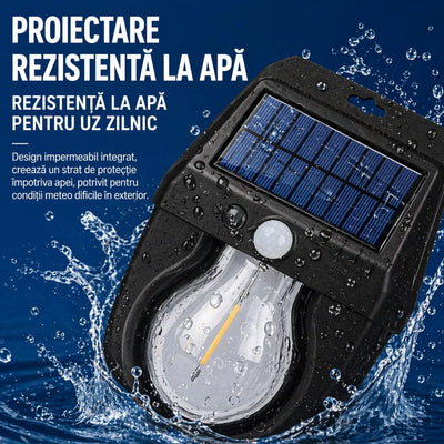 Lampă Solară LED 15.5x11.5cm, cu Senzor de Mișcare, Lumină Caldă, Rezistentă la Apă Engros