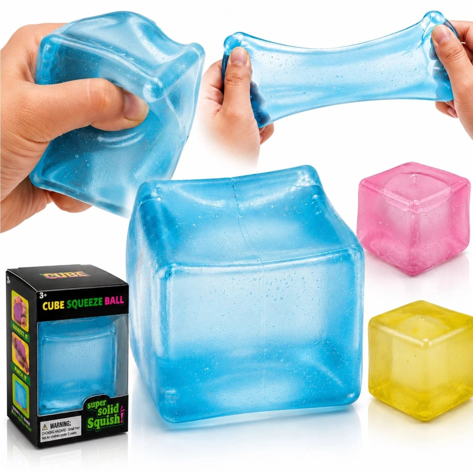 Cub Antistres, Jucarie Squishy Cube 5×5cm, Stretch, Transparent, Diferite Culori Engros