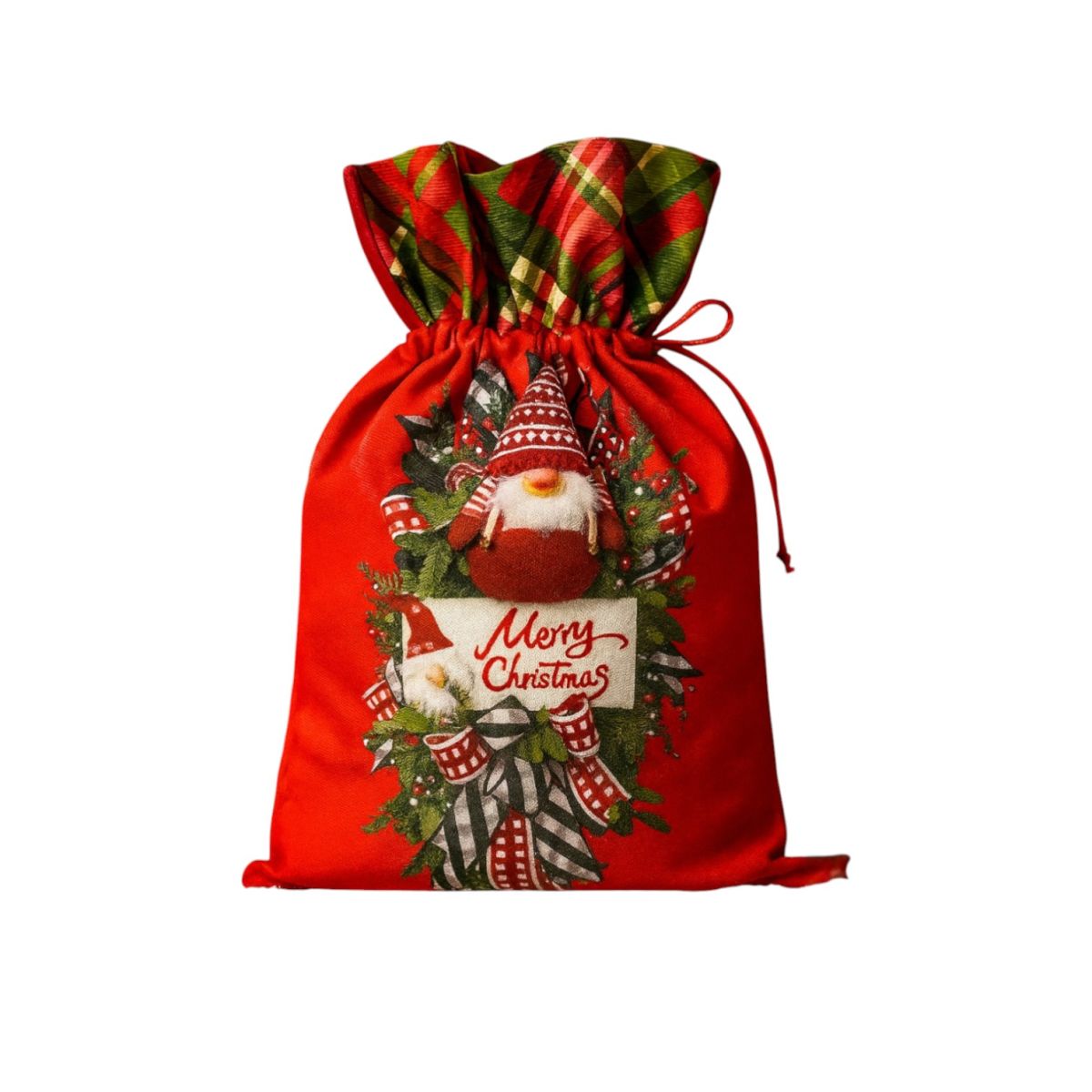 Săculeț de Crăciun 40x28cm, din Material Textil cu Șnur Engros